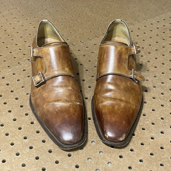 Magnanni Miro Burnished Double Monk Shoes Mens Size 9.5 Burnished Brown Spain main image 10